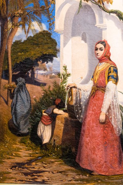 Çeşme Başındaki Doğulu Kadın by Charles Theodore (1814-88) Frere