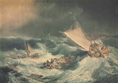 Mürettebatı Kurtarmaya Çabalayan Teknelerin Olduğu Bir Gemi Enkazı by Charles Turner