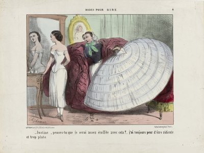 Justine, sence bununla yeterince kafa yorar mıyım... Modes pour rire, 1855-1859. by Charles Vernier