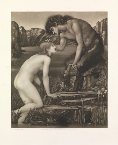 Pan ve Psyche (kağıda basılmış mezzotint) by Charles W. Campbell