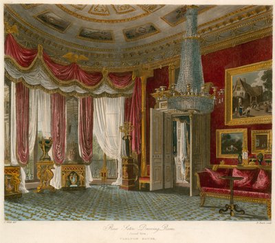 Gül Saten Çizim Odası, Carlton House, Londra by Charles Wild