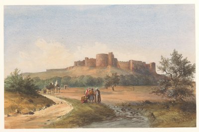 Sidon, Lübnan'daki St. Louis Kalesi'nin görünümü by Charles William Meredith van de Velde