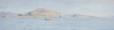 Sahilden Güneşli Bir Gün, Villefranche sur Mer, 1885 dolayları (tuval üzerine yağlı boya serilmiş) by Charles William Wyllie