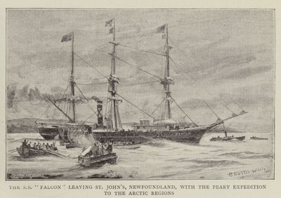 SS Falcon, Arktik Bölgelere Peary Seferi ile St John's, Newfoundland'dan ayrılıyor by Charles William Wyllie