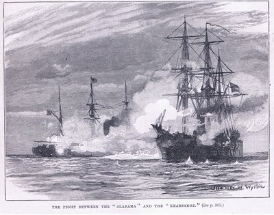 'Alarama' ve 'Kearsarge' arasındaki mücadele by Charles William Wyllie