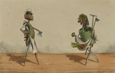 Uygulamalar Animasyonlu, Levha 2, Büyük Britanya Marangozlarına ve Bahçıvanlarına Adanmış, c.1811 (el ile boyanmış gravür) by Charles Williams