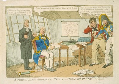 Denizde Sternhold ve Hopkins veya Zamanın Dışında Bir Çıta, 1809 (renkli gravür) by Charles Williams