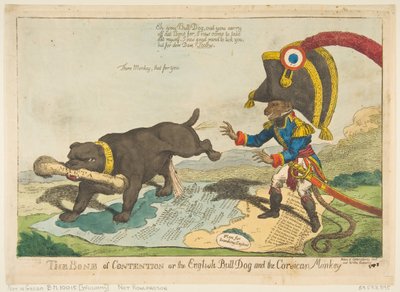 Çekişme Kemiği veya İngiliz Bull Dog ve Korsika Maymunu, 14 Haziran 1803. by Charles Williams