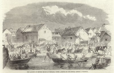 İngiliz Birliklerinin Pehtang'a Çıkarması by Charles Wirgman