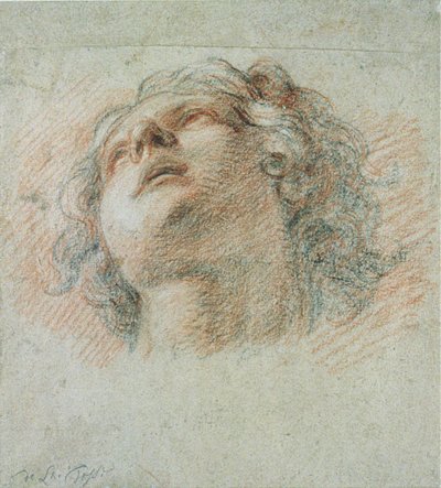 Aşağıdan görülen bir Gençlik Başkanı (kağıt üzerinde kırmızı ve siyah tebeşir) by Charles de la Fosse