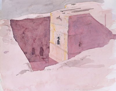 Giorgis Sunset, Lalibela, Etiyopya, 1996 (kağıt üzerinde wc) by Charlie Millar