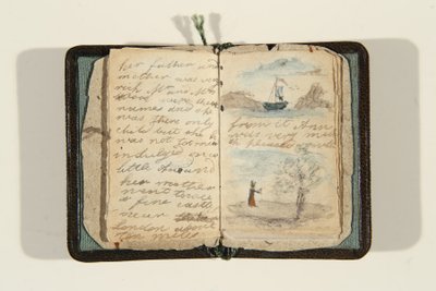Hikaye başlangıcı “Bir zamanlar küçük bir kız vardı ve adı Ane idi, 1828 dolayları (kalem ve mürekkep ve kağıt üzerine sulu boya) by Charlotte Bronte