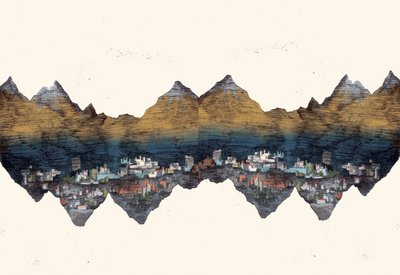 Ve Dağlar Yankılandı, 2013 (kuru nokta aşındırma ve dijital) by Charlotte Orr