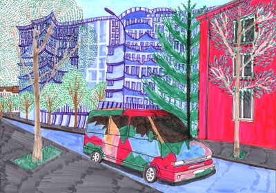 Koloniestraße, Düğün, 2017 (fırçalı kalemler) by Charlotte Orr