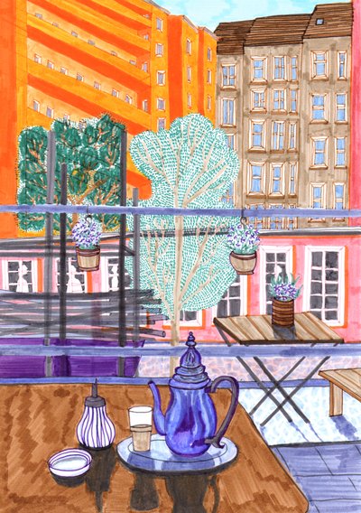 Prenzlauer Berg, 2017 (fırçalı kalemler) by Charlotte Orr