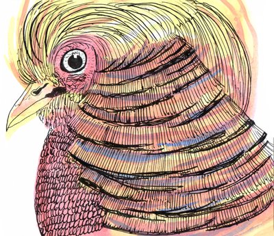 Tropical Bird, 2018 (kalem, mürekkep ve sulu boya) by Charlotte Orr