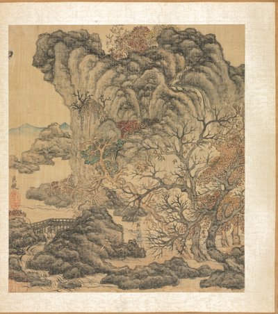Eski Ustalardan Sonra Tablolar: Bir Sonbahar Manzarasında Gezginler by Chen Hongshou