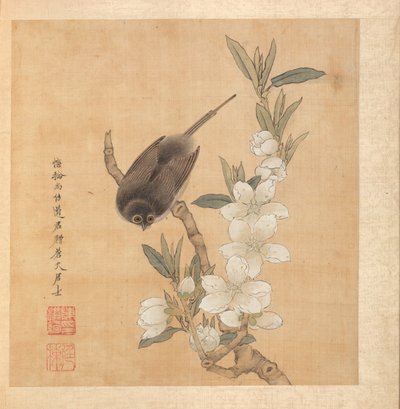 Kadim Ustalardan Sonra Resimler: Bir Kuş ve Şeftali Çiçeği Dalı, 1598-1652. by Chen Hongshou