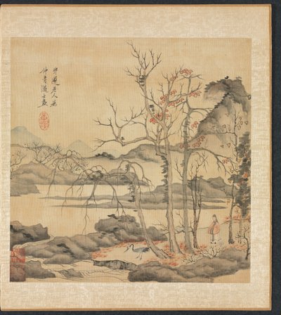 Eski Ustalardan Sonra Resimler: Sonbahar Manzarasında Taocu ve Turna, 1598-1652. by Chen Hongshou