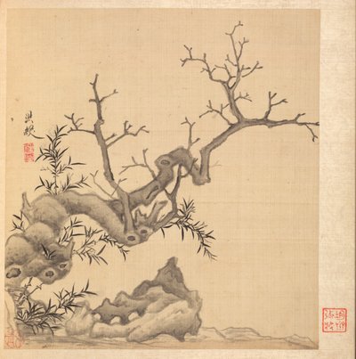 Eski Ustalardan Sonra Resimler: Kaya, Yaşlı Ağaç ve Bambu, 1598-1652. by Chen Hongshou