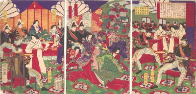 Kupalarla Kutlayan Kagoshima İsyancılarının Barışçıllaştırılmasının Liderleri ..., 20 Eylül 1877. by Chikanobu Yoshu