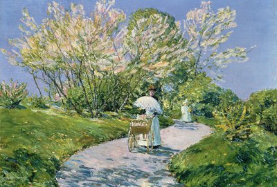 Parkta Bir Yürüyüş (petrol) by Childe Frederick Hassam