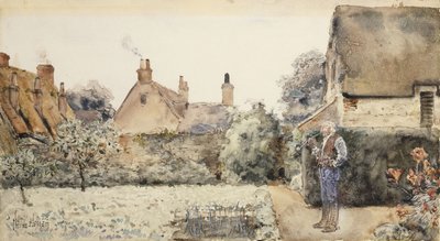 Bahçede, c.1889 (tahtaya serilen kağıt üzerine suluboya, Çin beyazı ve kurşun kalem) by Childe Frederick Hassam