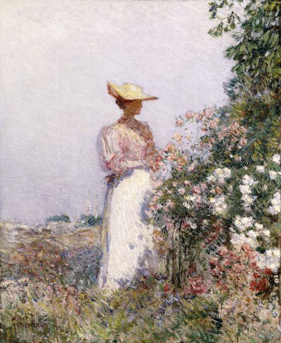 Çiçek Bahçesinde Bayan by Childe Frederick Hassam