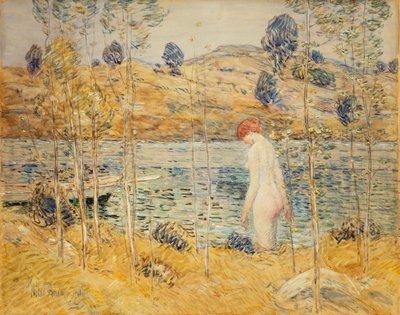 nehir kıyısı by Childe Frederick Hassam
