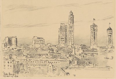 New York Skyline, Hafif Binalar by Childe Hassam