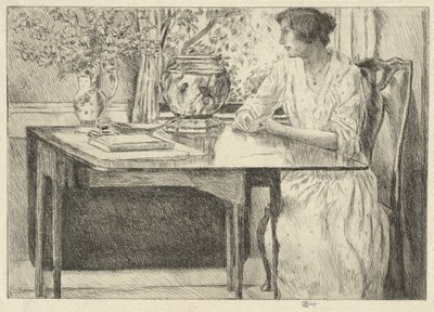 Koloni Masası (Holley House, Cos Cob) (rekto); Ahırlı Peyzaj (ters) by Childe Hassam