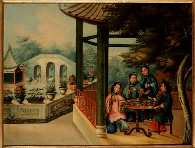 Kadınların Çay İçtiği Bir Çin Bahçesi Sahnesi, 19. Yüzyıl Ortası by Chinese School