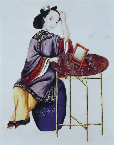 Saçını Düzenleyen Çinli Bir Kadın, Qianlong Dönemi (1736-96) by Chinese School