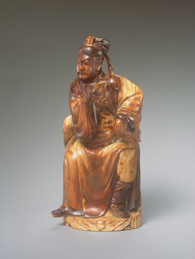 Oturan bir Guandi figürü, 14-15. yüzyıl (oyma fildişi) by Chinese School