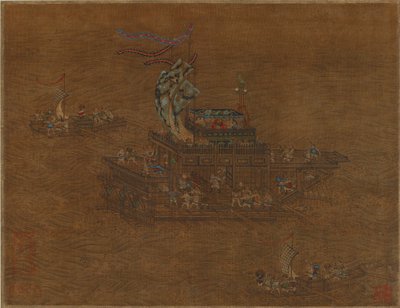 Denizde bir kraliyet mavnası, Ming veya Qing Hanedanlığı by Chinese School