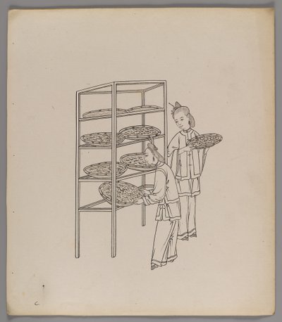 Ayrı yapraklardan oluşan albüm: İpek Yetiştirme ve Üretimi (kağıt üzerine mürekkep) (ayrıca bkz. 499288-303) by Chinese School