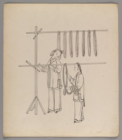 Ayrı yapraklardan oluşan albüm: İpek Yetiştirme ve Üretimi (kağıt üzerine mürekkep) (ayrıca bkz. 499288-303) by Chinese School