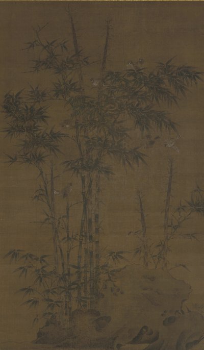 Bambu ve serçeler, Yuan veya Ming hanedanı, 14. yüzyılın sonlarında by Chinese School