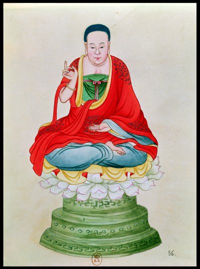 Lotus çiçeğine oturmuş Buda (kağıt üzerinde wc) by Chinese School
