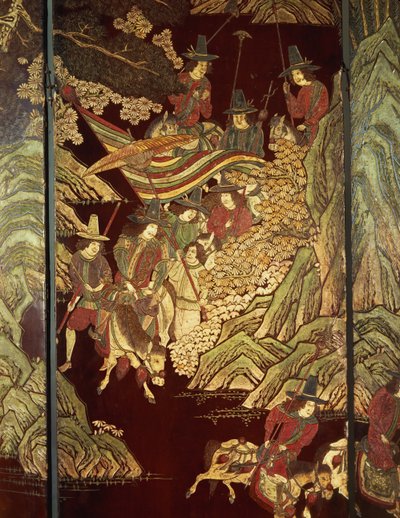 Coromandel ekranı, c.1700 by Chinese School