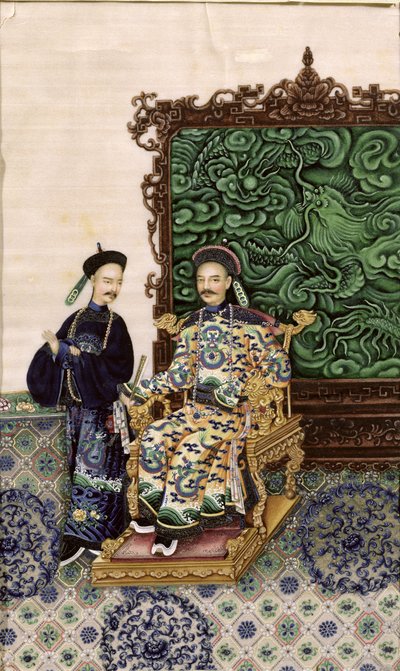 Bir Adamla Oturan İmparator by Chinese School