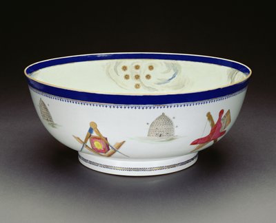 Famille Rose Export Masonik Kase, Qianlong dönemi, 1736-95 (porselen) (ayrıca bkz. 133044 ve 133046) by Chinese School