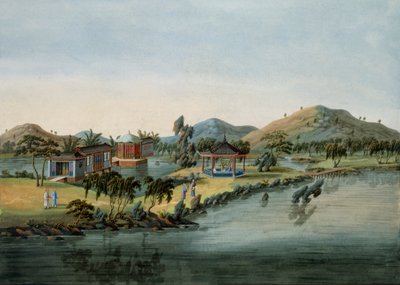 Bahçe Sahnesi, c.1820-40 (kağıt üzerinde wc) by Chinese School