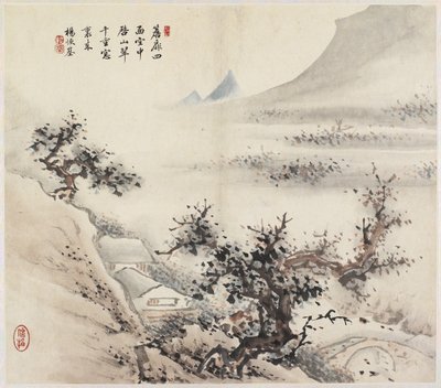 Manzara (kağıt üzerinde mürekkep ve renkler) by Chinese School