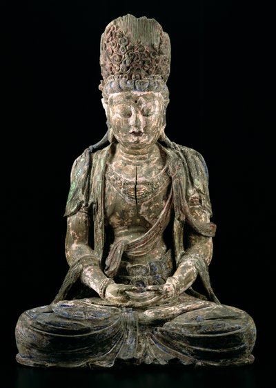 Meditasyonda büyük oturan bodhisattva, Jin hanedanı (1115-1234) (ahşap ve pigment) (bkz. 206545) by Chinese School