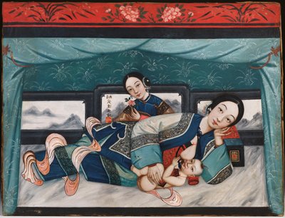 Bebekli Emziren Anneler ve Kadın Refakatçi, 1870 dolayları by Chinese School