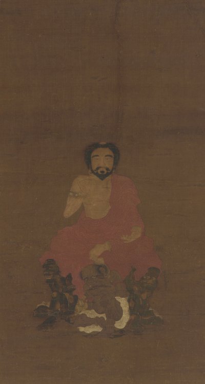 Sakyamuni Üç İblis Benzeri Yaratık Üzerine Oturmuş, muhtemelen Yuan-erken Ming hanedanı, 14.-15. yüzyıl by Chinese School
