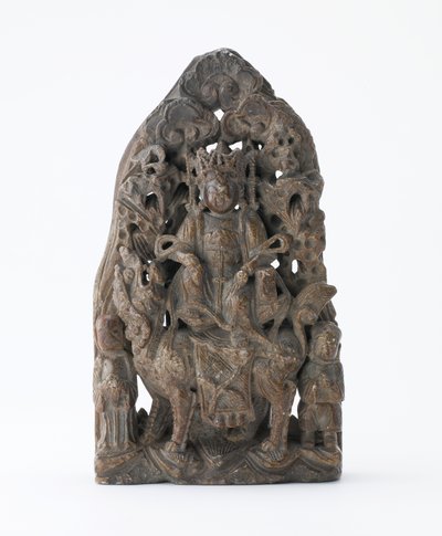 Aslan üzerinde Manjusri kabartması bulunan küçük sabuntaşı tableti, Bölüm Dönemi, MS 543 by Chinese School