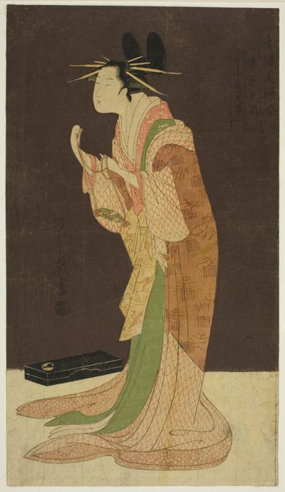 Zevk Alanlarından Bir Güzellik Seçkisi (Seiro bisen awase): Chojiya'nın Gece Elbiseli Misayama'sı (Tokogi no zu --Chojiya Misayama) by Chobunsai Eishi