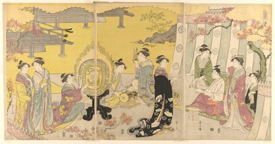 Sonbahar yaprakları "A fasio be te f genji (Furu ve Tsu city genji)" serisinden. by Chobunsai Eishi
